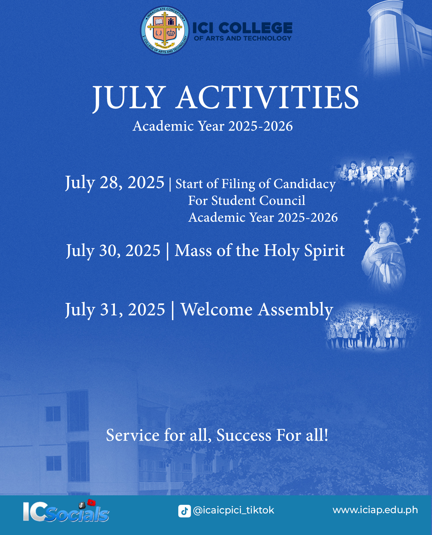 July School Events Academic Year 2025 to 2026