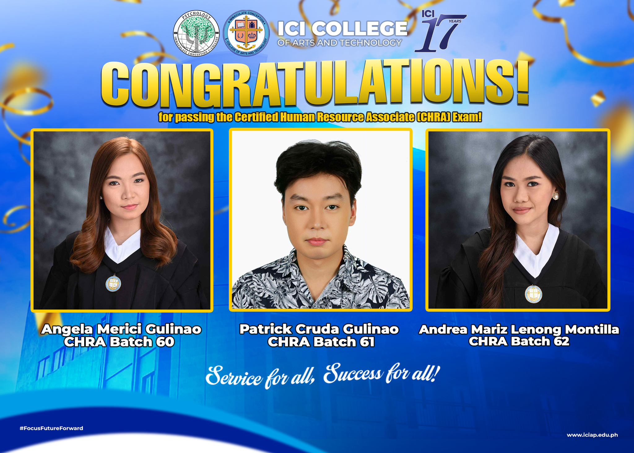 ICI-College Alumni Shine as New CHRA Passers