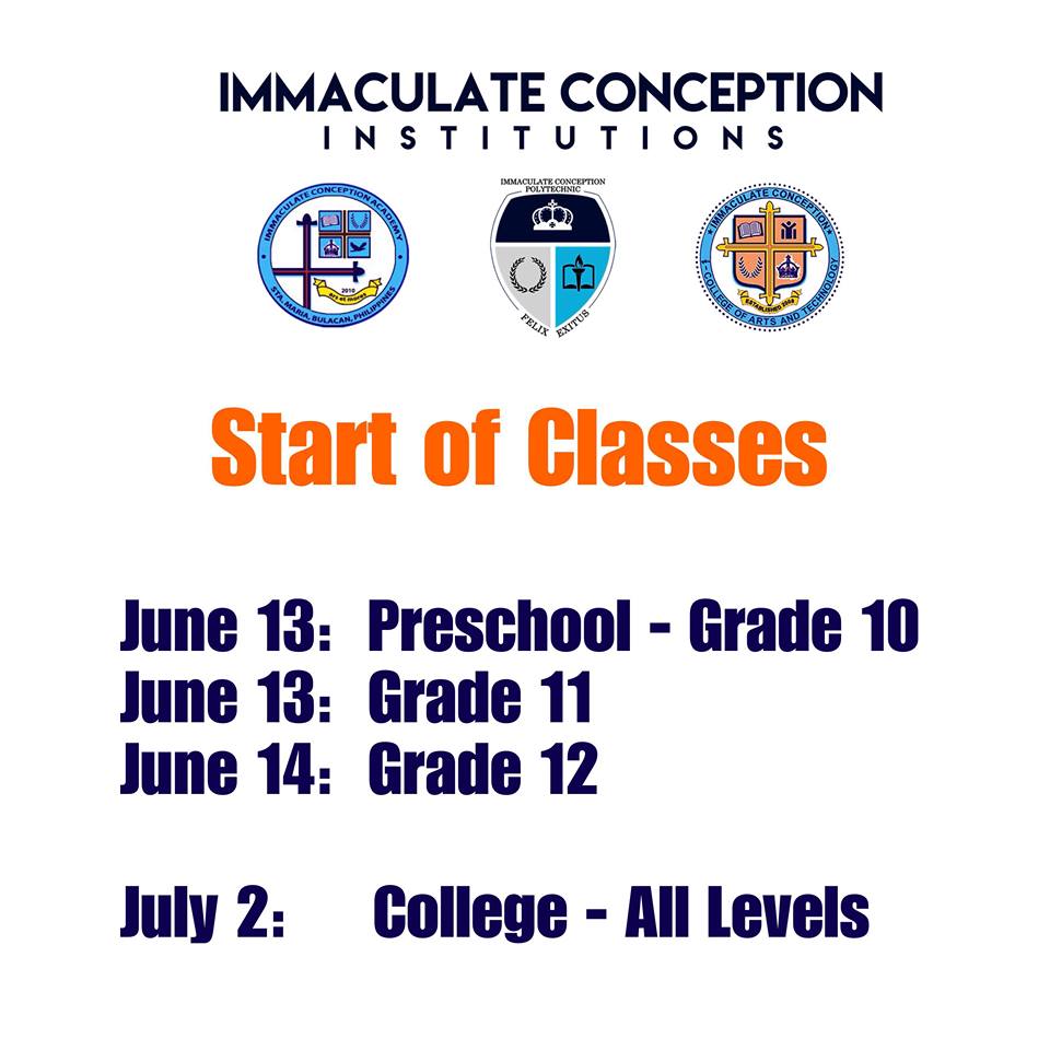 Start of Classes SY: 2018-2019